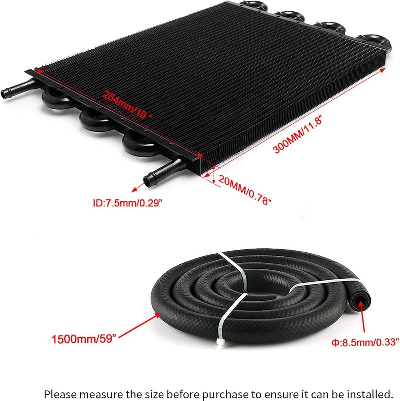 HTRACING 8 Pass Tube and Fin Transmission Cooler Universal 5/16" Oil Cooler Kit Aluminium Black - Image 2